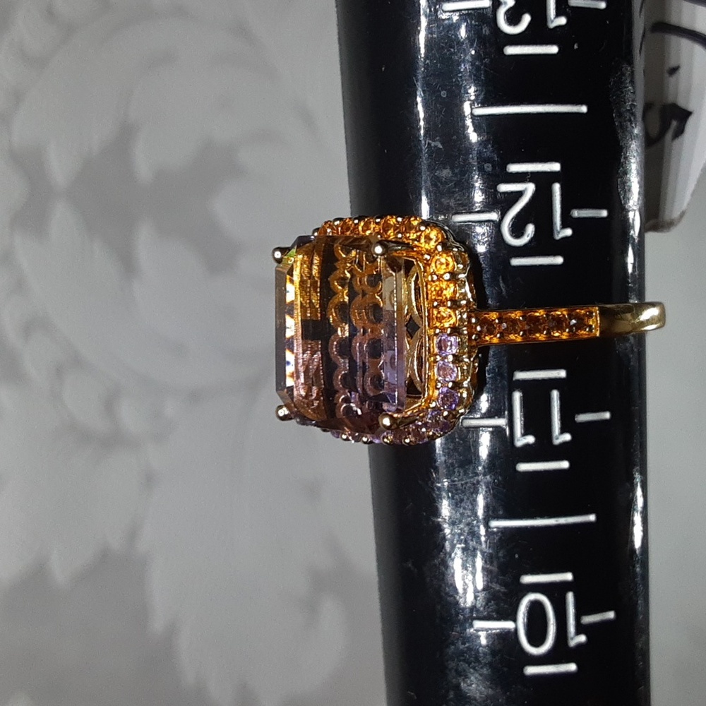 925 Ametrine, Amethyst And Citrine, Yellow Gold Over Sterling. PRICE IS FIRM. - Picture 7 of 7